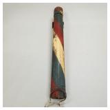 Antique wooden barber pole with mounting bracket-