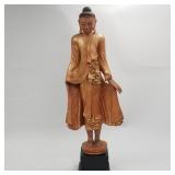 Vintage life size carved wood Buddha temple figure