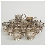 14 assorted sterling silver cup holders- 10 toz