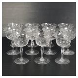 11 Hawkes (unmarked) crystal wine goblets with