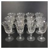 12 Hawkes (unmarked) crystal goblets with wheel