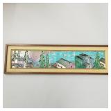 Harris Strong (?) framed 5 tile landscape-