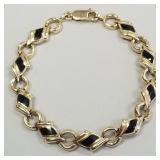 14K gold & onyx bracelet- 17.5g; 7 1/2"L