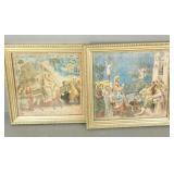 2 vintage Giotto religious prints- framed 14"H