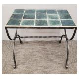 Vintage wrought iron tile top table- 19 1/2"H