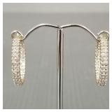 14k gold & diamond hoop earrings- 4.3g, 7/8",