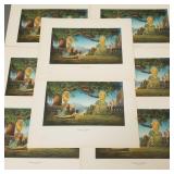 8 vintage "Garden of Melody" lithos by Roy