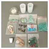 Gp loose stones & beads incl turquoise, shark