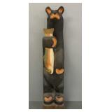 Signed BSC carved wooden bear figure- 33"H