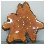 Vintage live edge slab wall clock- 22" x 23",
