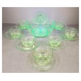 16 pcs Murano uranium glass: 9.5" bowl, 7 bowls &