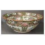 Large antique Rose Medallion bowl- 11" diameter,