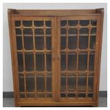 Mission oak 2-door bookcase w/ shelves- 56"H 48"W