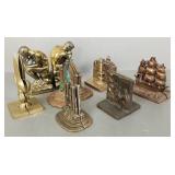7 pr metal bookends incl peacock, etc- 6" tallest