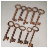 10 iron jailhouse style keys- 7" longest