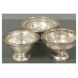 3 weighted sterling silver footed bowls- 6"D