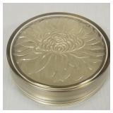 Deco Lalique style covered powder box- 5 1/4"D