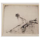 Wallis Tittle signed nude etching- 13 3/4"H x