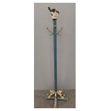 Folk Art wooden coat tree with cat & dogs- 64"H