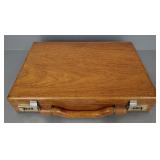 Vintage rosewood wooden briefcase- 13" x 17" x 3"