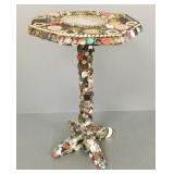 Artisan folk art mirrored top table w/ applique