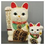 2 Maneki-Neko (Lucky Cat) ceramic banks- 12 3/4'