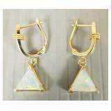 14K gold &opal earrings- 5.2g total ; 1 1/4'L