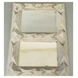 Antique painted tramp art double frame w/ mirror-