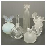 5 assorted perfume bottles incl signed Lalique