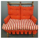 Colonial Revival upholstered rocking settee-