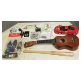 Gp incl Ferrari scale model car, uke, mini bat &