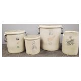 4 pieces stoneware: 3 Red Wing crocks &