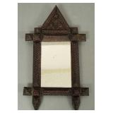 Antique tramp art frame w/ mirror- 14 1/2'H 8'W