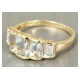 14K gold aquamarine & diamond ring- 2.9g; size 8