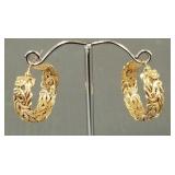 14K gold byzantine link hoop earrings- 5.1g; 1'