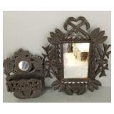 2 antique folk art carved items incl courting