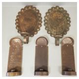 5 early American style tin candle sconces-