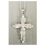 14K white gold & diamond cross pendant necklace-