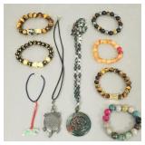 Gp carved stone jewelry incl tiger's eye, mini