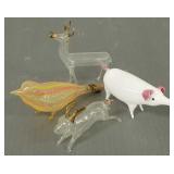 4 antique Bimini type figural blown glass bottles,