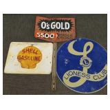 3 metal signs: Lioness Club 30'D, double sided