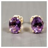 14k gold & amethyst stud earrings- 1.4g,