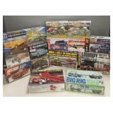 15 asst. model kits incl Big Rig, '63 Corvette,