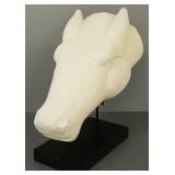 Lg plaster horse head sculpture on stand 20'H