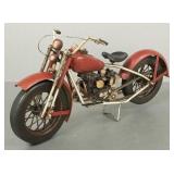 Motorcycle sculpture w/ moveable wheels & chain
