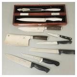 Group kitchen knives & boxed carving set incl
