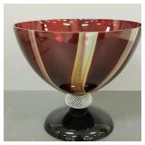 Lg signed footed art glass bowl 10'H 11 1/2'D