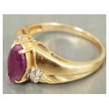 14K gold ruby & diamond ring- 4.4g; size 7 1/2
