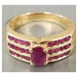 10K gold & ruby ring- 4.1g; size  6 3/4