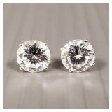 14k gold & round cz stud earrings- 1.9g,